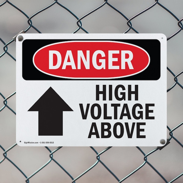 Signmission High Voltage Above Danger Sign, Plastic, 24in W x 18in L, 2PK - OS-2PACK-DS-P-1824-L-2228