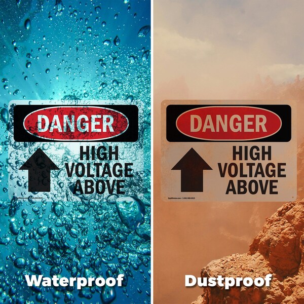 Signmission High Voltage Above Danger Sign, Plastic, 24in W x 18in L, 2PK - OS-2PACK-DS-P-1824-L-2228