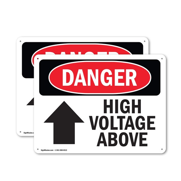 Signmission High Voltage Above Danger Sign, Plastic, 24in W x 18in L, 2PK - OS-2PACK-DS-P-1824-L-2228