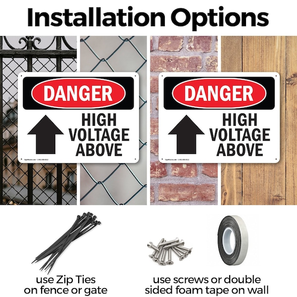 Signmission High Voltage Above Danger Sign, Plastic, 24in W x 18in L, 2PK - OS-2PACK-DS-P-1824-L-2228