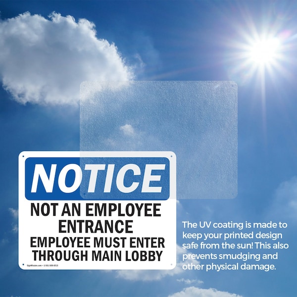 Signmission Not An Employee Entrance Employees Must OSHA Notice Sign, Aluminum, 10in W x 7in L, 2PK - OS-2PACK-NS-A-710-L-15139