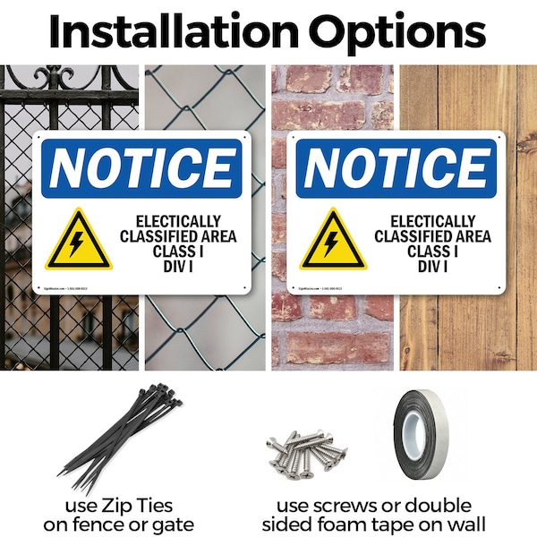 Signmission Electrically Classified Area, 24 in W x Rectangle, Plastic - OS-2PACK-NS-P-1824-L-11704