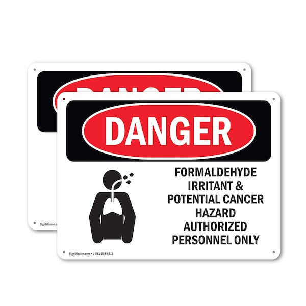 Signmission Formaldehyde Irritant Hazard Danger Sign, Plastic, 10in W x 7in L, 2PK - OS-2PACK-DS-P-710-L-1266