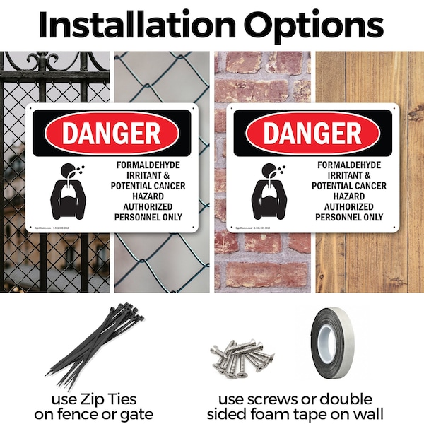 Signmission Formaldehyde Irritant Hazard Danger Sign, Plastic, 10in W x 7in L, 2PK - OS-2PACK-DS-P-710-L-1266