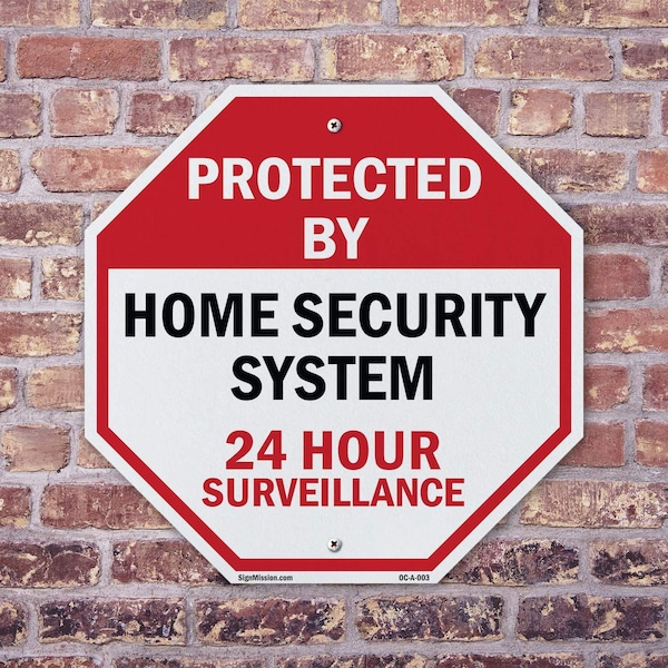 Signmission Protected By Home Security System 2, 10 Inch X 10 Inch, Plastic Sign - OC-P-10-3