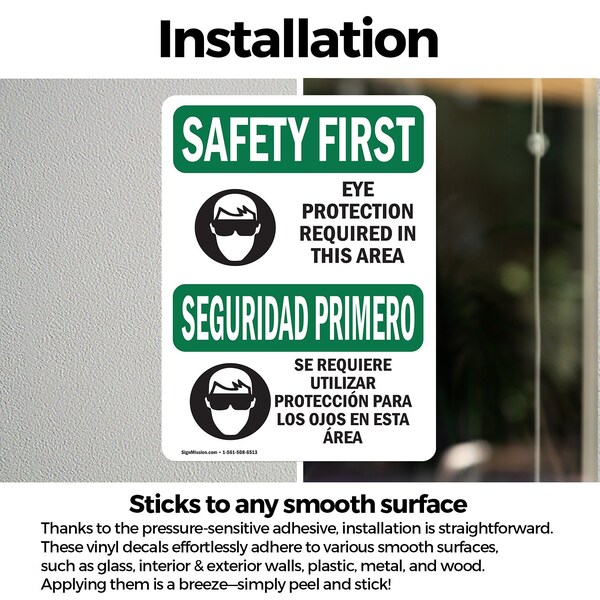 Signmission 14 in Height, 10 in Width, Vinyl Decal, Rectangle, Bilingual - OS-2PACK-SF-D-1014-L-10786