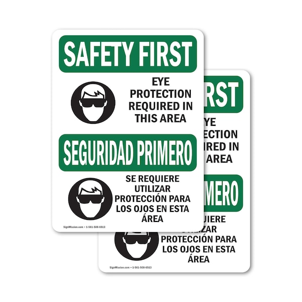 Signmission 14 in Height, 10 in Width, Vinyl Decal, Rectangle, Bilingual - OS-2PACK-SF-D-1014-L-10786