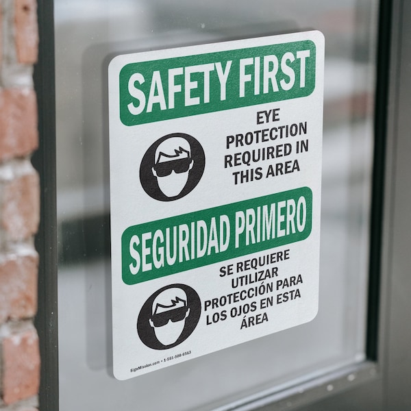 Signmission 14 in Height, 10 in Width, Vinyl Decal, Rectangle, Bilingual - OS-2PACK-SF-D-1014-L-10786