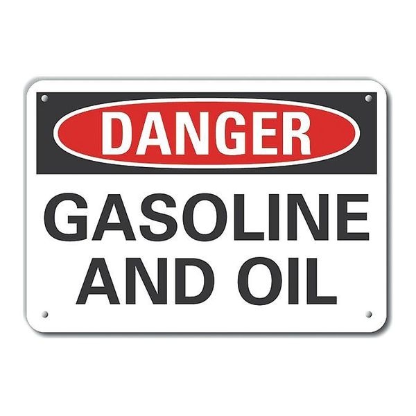 Lyle Aluminum Gasoline Danger Sign, 10 in Height, 14 in Width, Aluminum, Horizontal Rectangle, English - LCU4-0387-NA_14X10