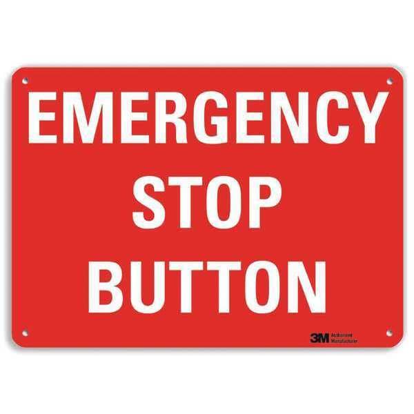 Lyle Emergency Stop Button, 7 in x 10 in, Vertical Rectangle, Aluminum, U7-1155-RA_10X7 - U7-1155-RA_10X7