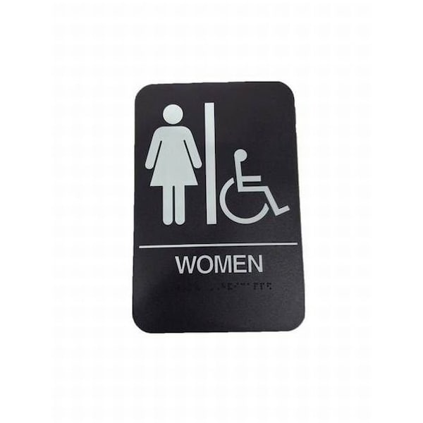 Don-Jo Women's / Handicap ADA Black Bathroom Sign - HS909005