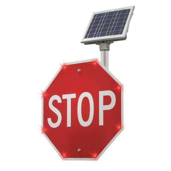 Tapco Blinkersign, R1-1, 48in, Stop, DG3, Red, Solar - 2180-00207
