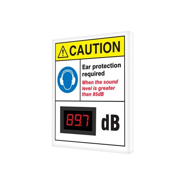 Accuform Accuform Decibel Meter Sign, Caution Ear Protection Required, 12in x 10in x 1in - SCS605