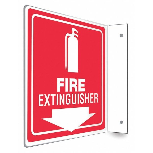 Condor High Visibility Safety Sign, 8 in Height, 8 in Width, PETG, L-Shape Projection, English - 480X53