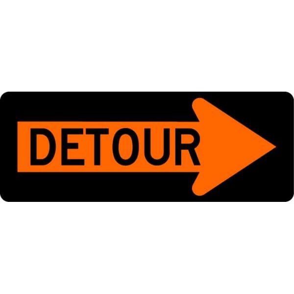 Lyle Detour Right Traffic Sign, 18 in Height, 48 in Width, Aluminum, Horizontal Rectangle, English - M4-10R-48HA