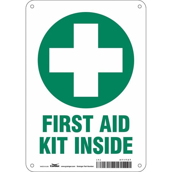 Condor First Aid Kit Inside, 7 in W x 10 in H, Horizontal Rectangle, Vinyl, 471T27 - 471T27