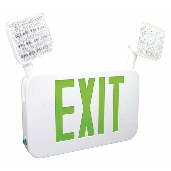 Fulham Exit Sign with Emergency Lights, White, 2 Face(s), LED, Wall/Ceiling Mount, Nickel Cadmium - FHEC35G