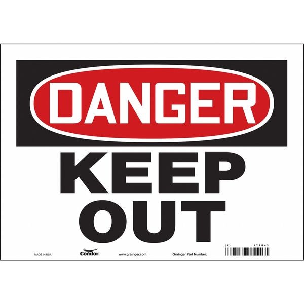 Condor Safety Sign, 10 in Height, 14 in Width, Vinyl, Horizontal Rectangle, English, 472R43 - 472R43