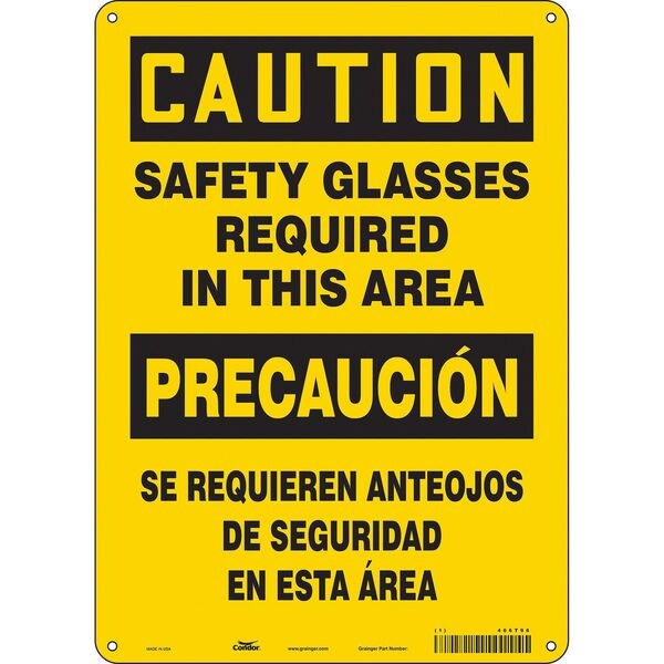 Condor Safety Sign, 14 in Height, 10 in Width, Aluminum, Vertical Rectangle, English, Spanish, 466T96 - 466T96