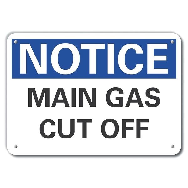 Lyle Notice, Main Gas Cut Off, 14 in W x 10 in H, Horizontal Rectangle, Aluminum, LCU5-0098-RA_14X10 - LCU5-0098-RA_14X10