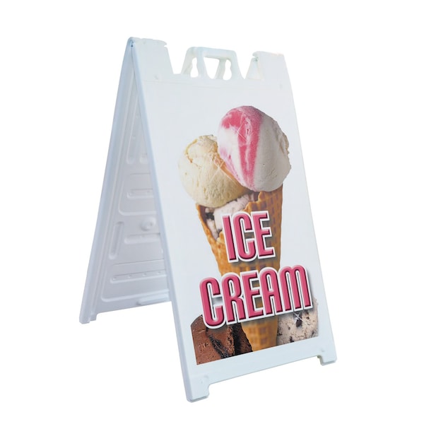 Signmission Ice Cream Old, A-Frame & 2 Sign Inserts, Heavy-Duty Plastic Frame - SBHD-C-2436-ICE CREAM OLD