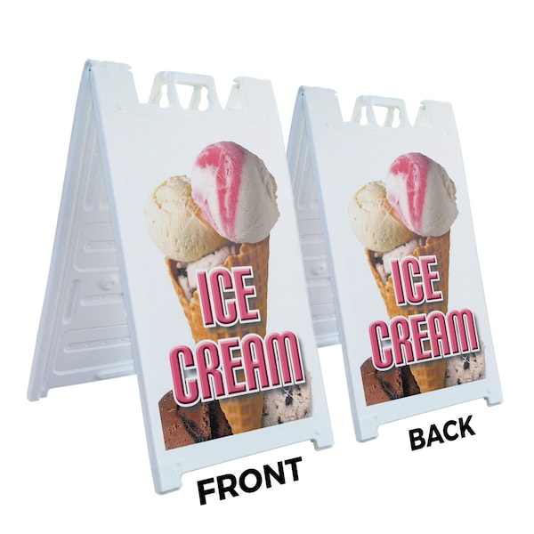 Signmission Ice Cream Old, A-Frame & 2 Sign Inserts, Heavy-Duty Plastic Frame - SBHD-C-2436-ICE CREAM OLD
