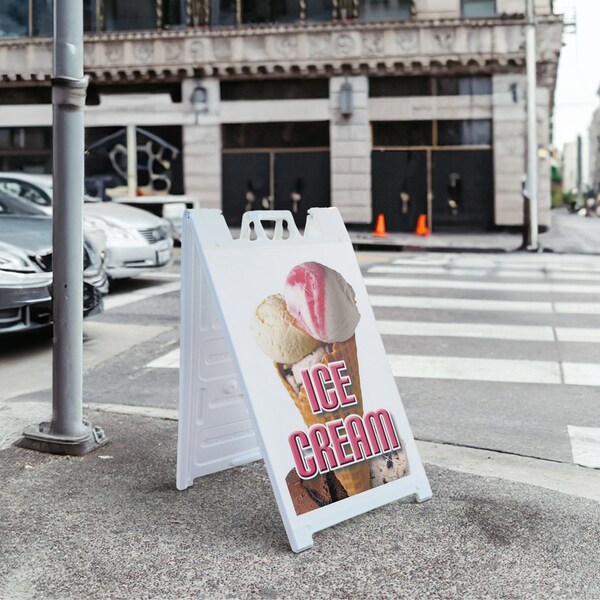 Signmission Ice Cream Old, A-Frame & 2 Sign Inserts, Heavy-Duty Plastic Frame - SBHD-C-2436-ICE CREAM OLD