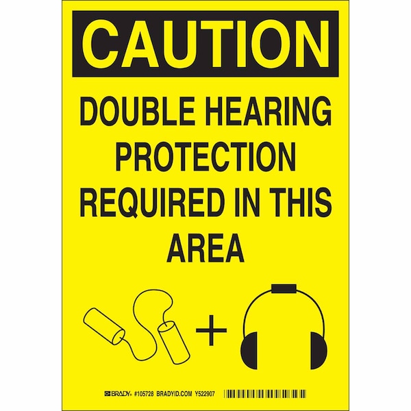 Brady Caution Sign, 14 in Height, 10 in Width, Fiberglass, Rectangle, English - 105729