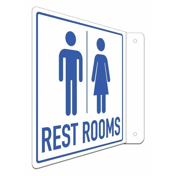 Lyle Rest Rooms (w Sym), 8 in W x 8 in H, L-Shape Projection, Aluminum, LCFL-0015-RA_8x8 - LCFL-0015-RA_8X8