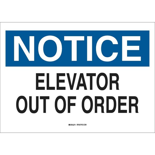 Brady Notice, Elevator Out of Order, 14" W x 10" H, Rectangle, Aluminum, 42579 - 42579