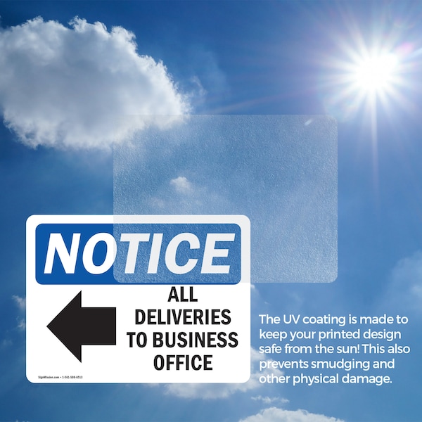Signmission All Deliveries To Business Office Sign With Symbol, 18 in W x Rectangle, Vinyl Decal - OS-2PACK-NS-D-1218-L-10094