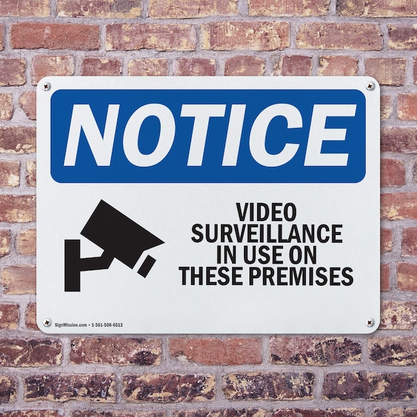 Signmission Video Surveillance In Use On These Premises OSHA Notice Sign, Aluminum, 18in W x 12in L, 2PK - OS-2PACK-NS-A-1218-L-16813
