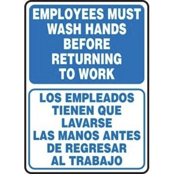 Accuform BILINGUAL SAFETY SIGN EMPLOYEES SBMRST579VS - SBMRST579VS