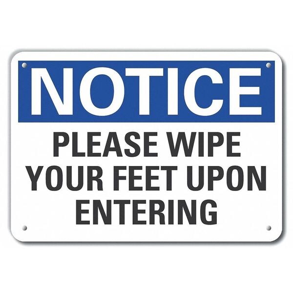 Lyle Notice, Please Wipe Your Feet Upon Entering, 14 in W x 10 in H, , Plastic, LCU5-0174-NP_14X10 - LCU5-0174-NP_14X10
