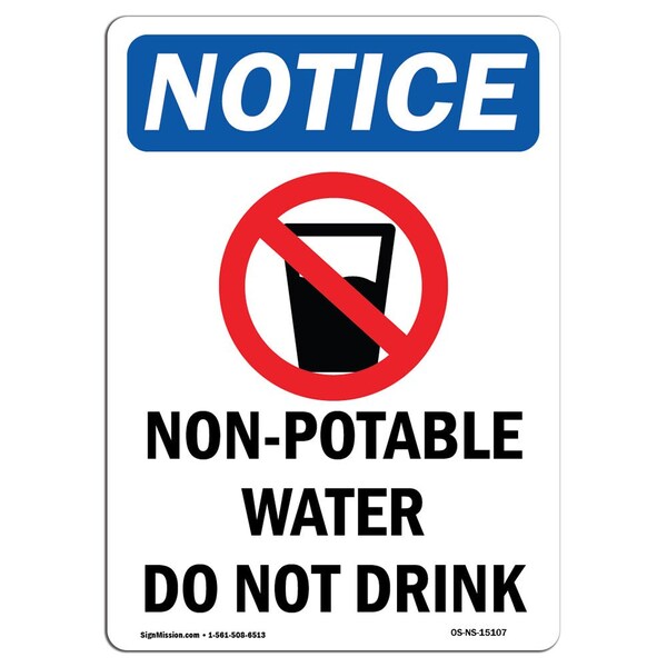 Signmission OSHA Sign, 5" H, Non-Potable Water Sign With Symbol, Portrait, NS-D-35-V-15107-10PK - OS-NS-D-35-V-15107-10PK