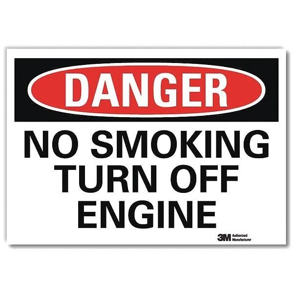 Lyle Danger No Smoking Sign, 10" H, 14 in W, Reflective Sheeting, Horizontal Rectangle, U3-1859-RD_14X10 - U3-1859-RD_14X10