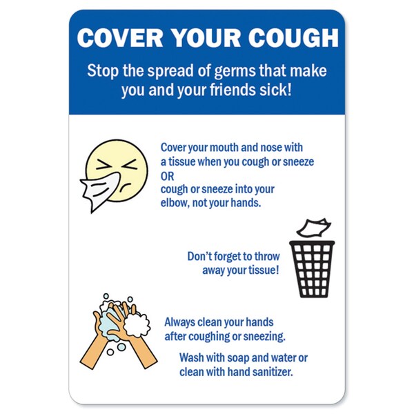 Signmission OSHA Notice, 5" Height, Cover Your Cough 2, 7" X 5" - OS-NS-D-57-25569