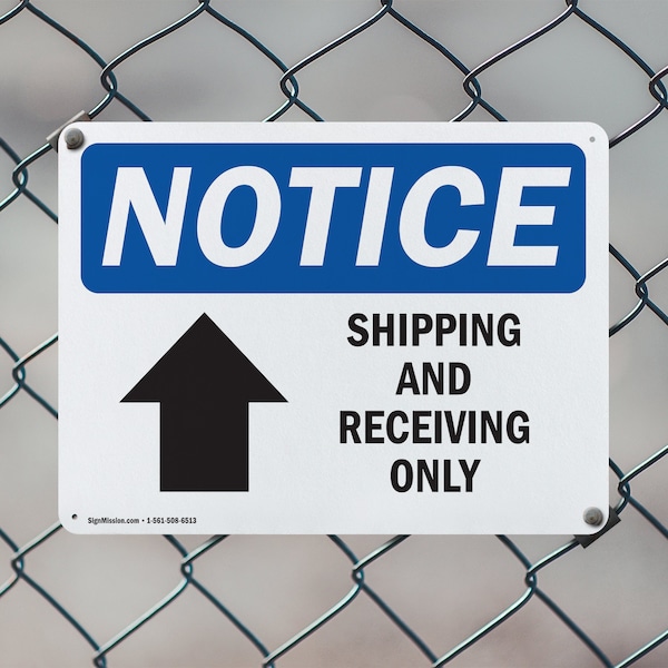 Signmission Shipping And Receiving Only [Up Arrow], 18 in W x Rectangle, Aluminum - OS-2PACK-NS-A-1218-L-18305