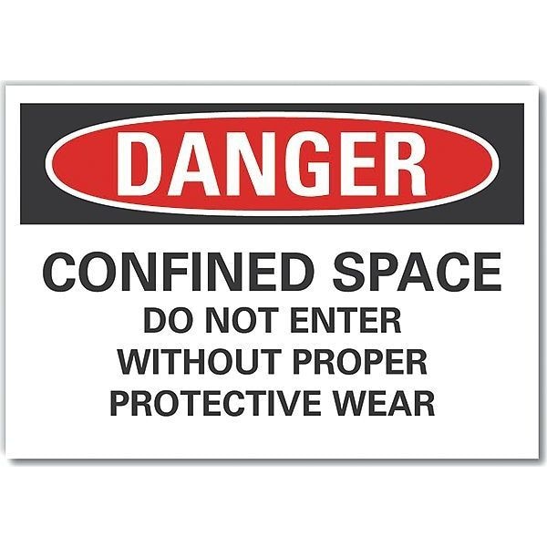 Lyle Decal, Danger Confined Space, 14 x 10", Sign Material: Vinyl - LCU4-0671-RD_14X10