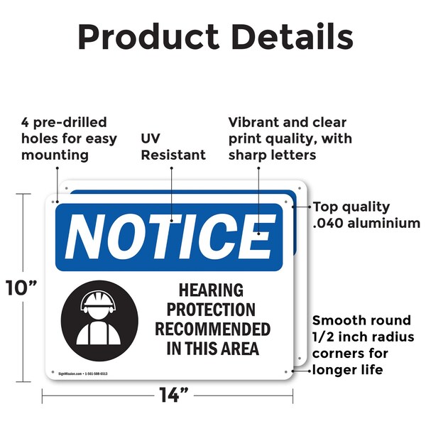 Signmission 10 in Height, 14 in Width, Aluminum, Rectangle - OS-2PACK-NS-A-1014-L-13374