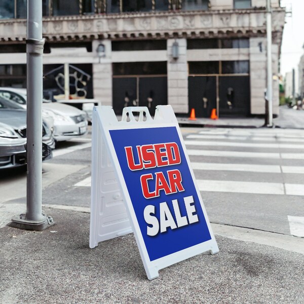Signmission Used Car Sale, A-Frame & 2 Decals Installed, Heavy-Duty Plastic Frame - SBHD-D-2436-USED CAR SALE