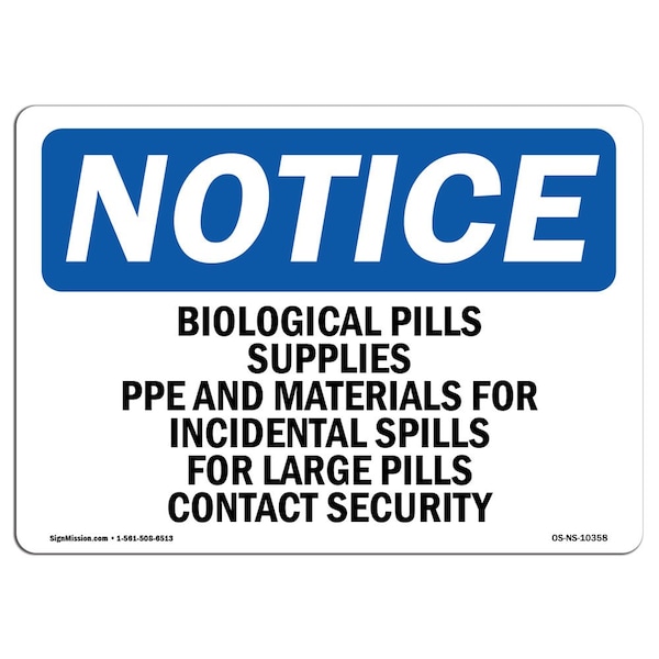 Signmission OSHA, Biological Spill Supplies PPE & Materials, 5in X 3.5in, 10PK, 5" W, 3.5" H, Landscape, PK10 - OS-NS-D-35-L-10358-10PK