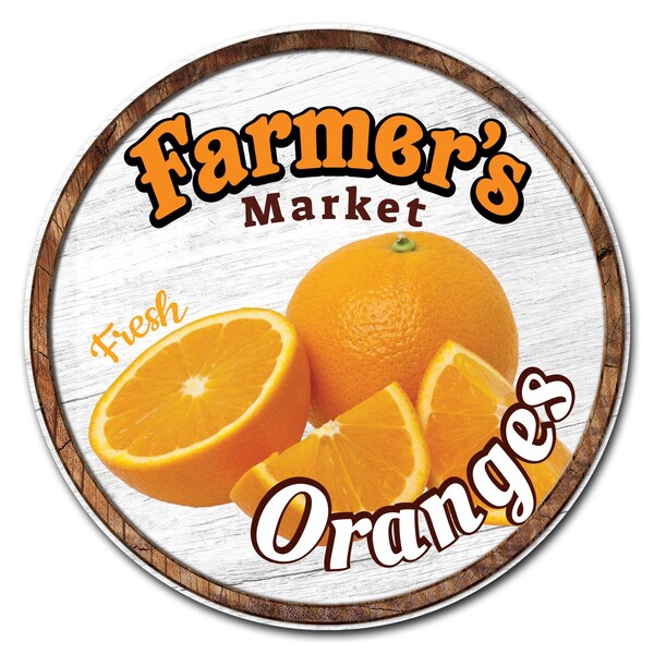 Signmission Farmers Market Oranges Circle Corrugated Plastic Sign, C-24-CIR-Oranges - C-24-CIR-ORANGES