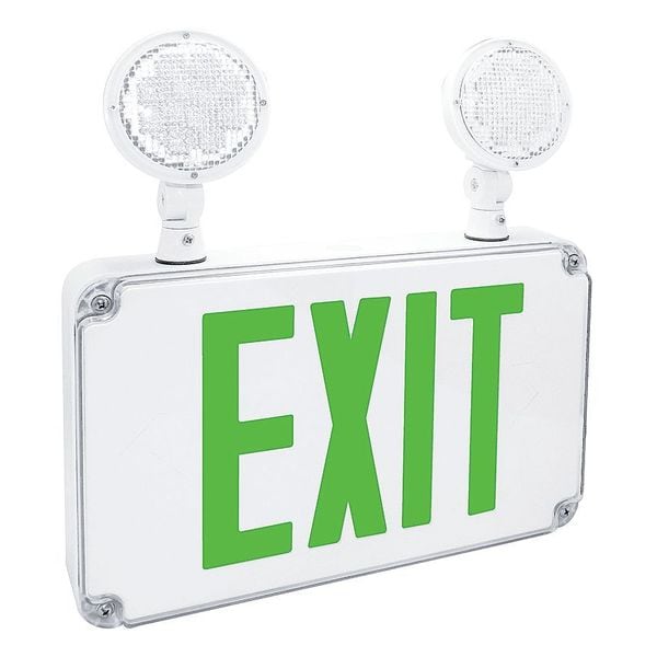Fulham Exit Sign with Emergency Lights, White, 2 Face(s), LED, Wall Mount, Nickel Cadmium - FHEC34G