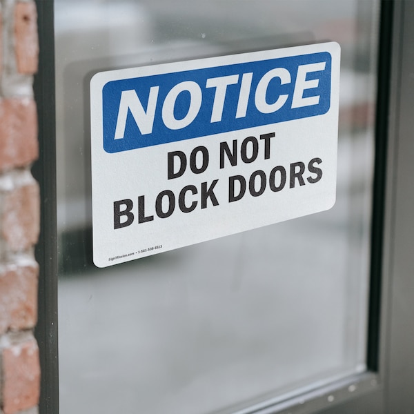 Signmission Do Not Block Doors, 14 in W x Rectangle, Vinyl Decal - OS-2PACK-NS-D-1014-L-11078