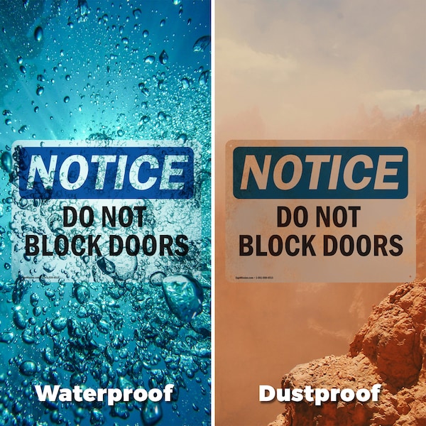 Signmission Do Not Block Doors, 14 in W x Rectangle, Vinyl Decal - OS-2PACK-NS-D-1014-L-11078