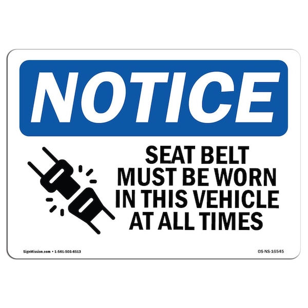 Signmission OSHA Sign, Seat Belts Must Be Worn In This Vehicle, 5in X 3.5in Decal, 5" W, 3.5" H, Landscape - OS-NS-D-35-L-16545