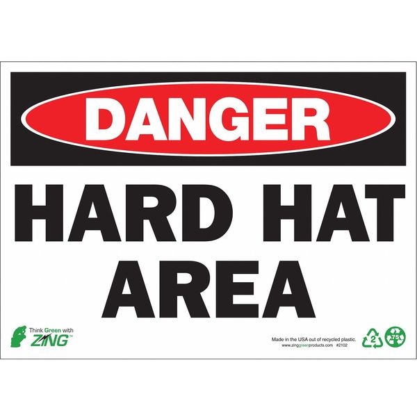 Zing Danger Sign, 10 in Height, 14 in Width, Aluminum, Rectangle, English - 2102A