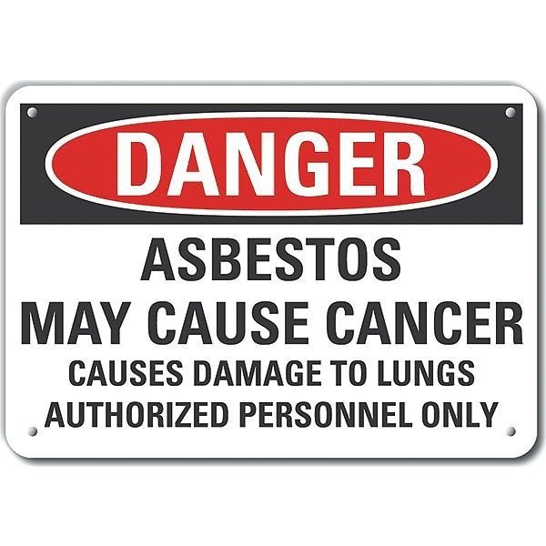 Lyle Plastic Asbestos Danger Sign, 10 in H, 14 in W, Horizontal Rectangle, LCU4-0695-NP_14X10 - LCU4-0695-NP_14X10