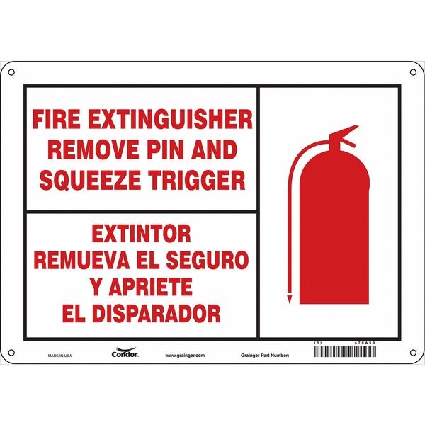 Condor Safety Sign, 10 in Height, 14 in Width, Aluminum, Horizontal Rectangle, English, Spanish - 470A53